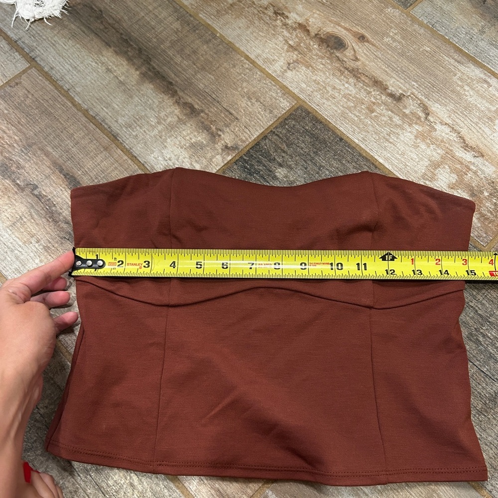 A New Day Strapless Tube Cropped Top Brown Size Medium - Picture 5 of 5